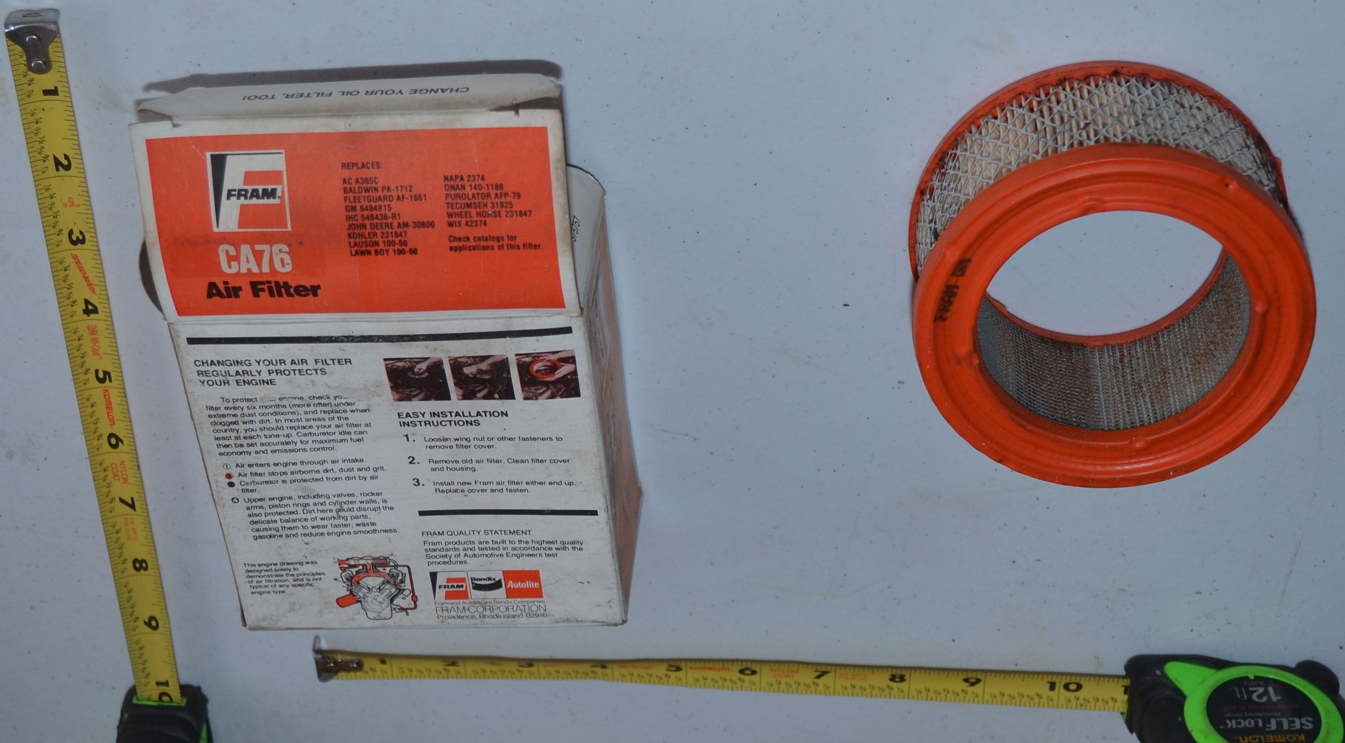 FRAM Air Filter CA76 NOS, Vintage OEM, USA Made, vintage