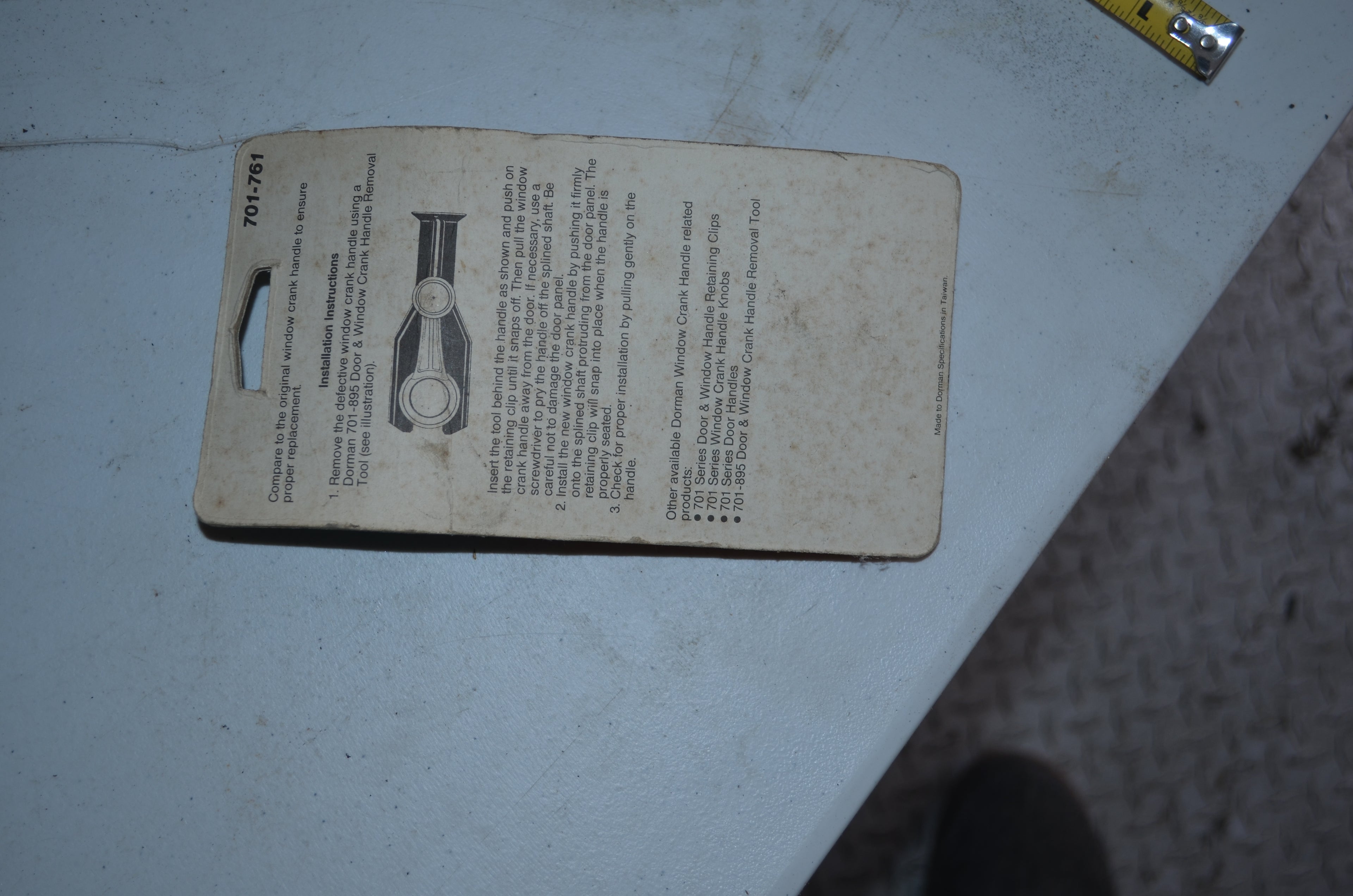 New Mopar window crank handle Vintage Dorman 701-737  for 85-89 Mopar (Shadow Sundance LeBaron)