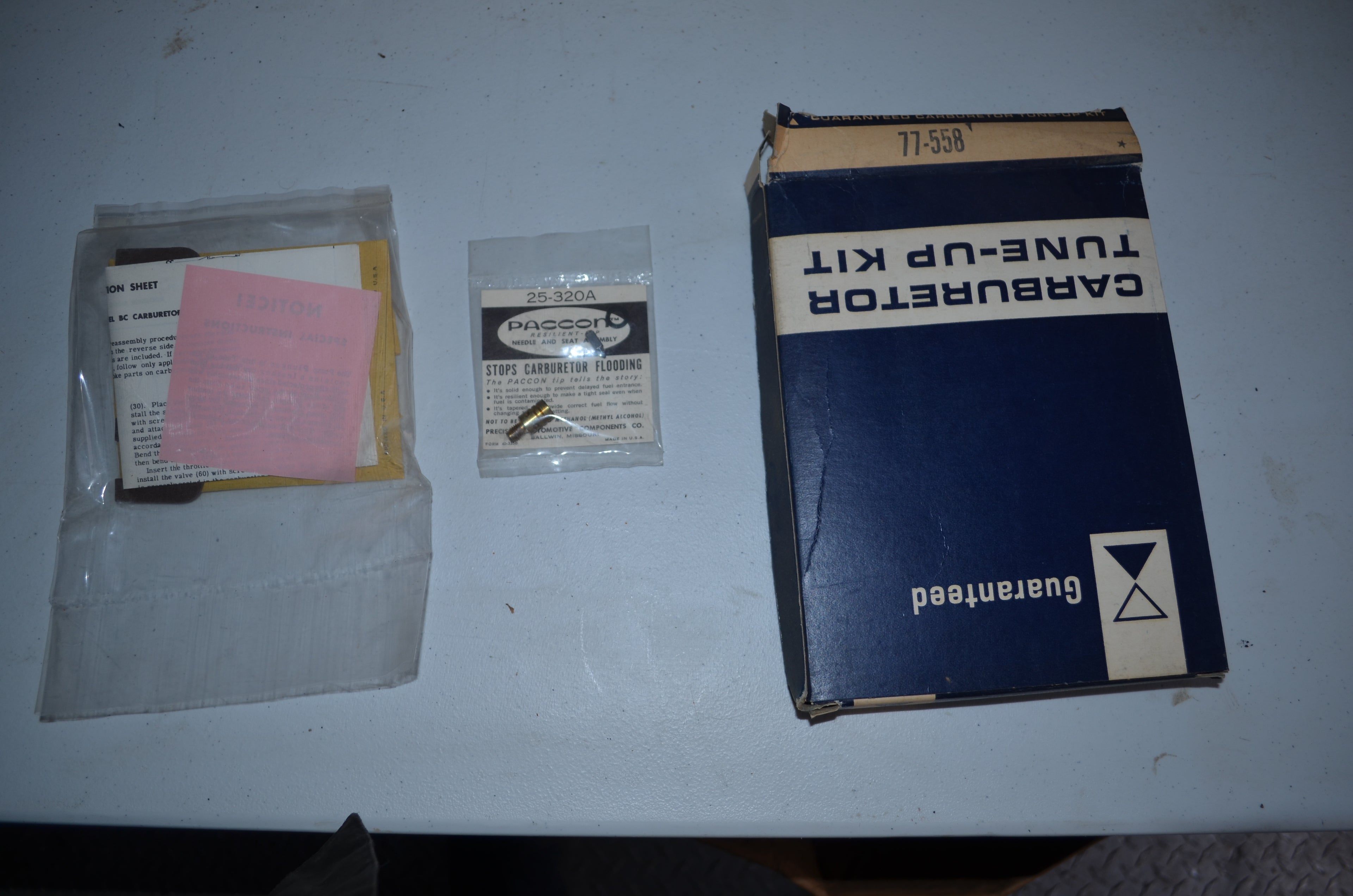 Guaranteed Carburetor vintage Tune Up Kit Genuine OEM NOS USA Part 77-558