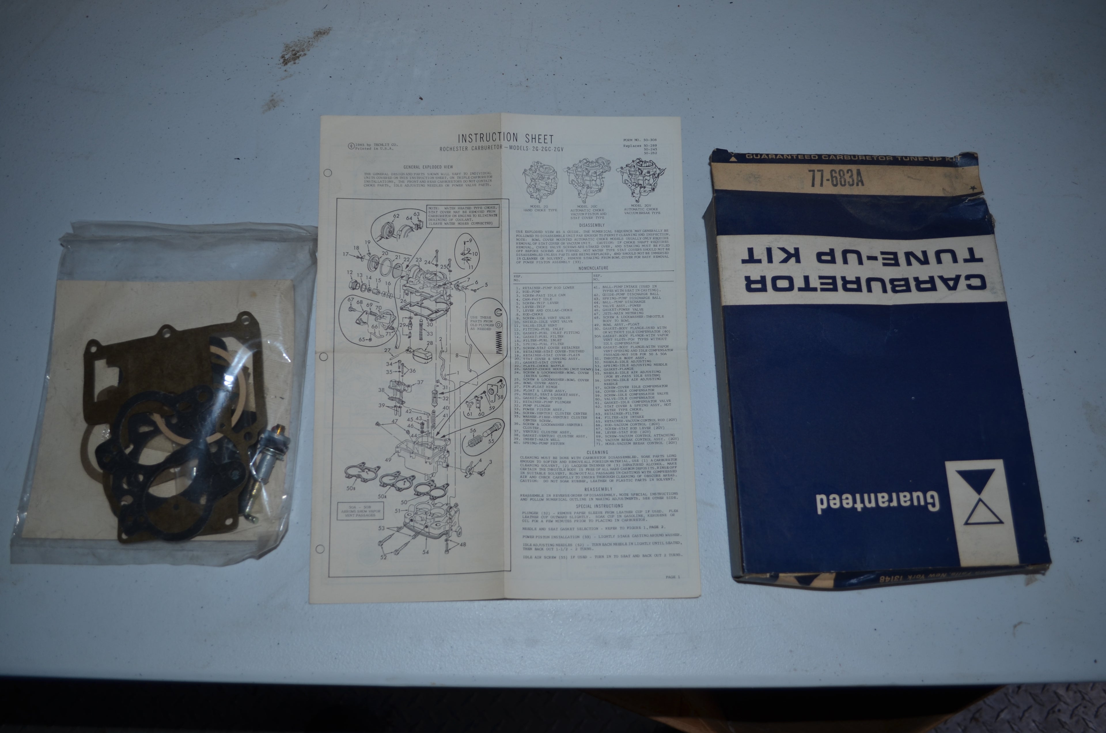 Guaranteed Rochester Carburetor 2 brl vintage Tune Up Kit Genuine OEM NOS USA Part 77-683A