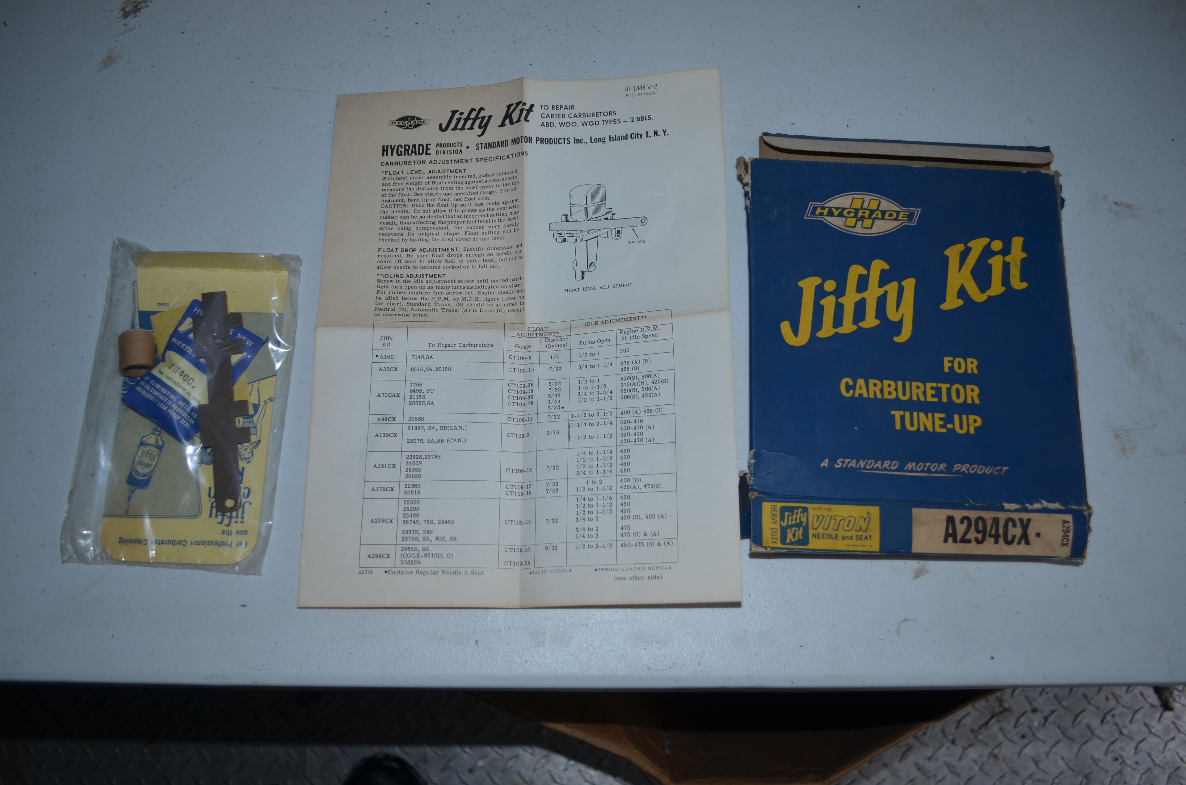 Carter Carburetor, 2 Barrel Vintage Rebuild Jiffy Kit NOS Part A294CX