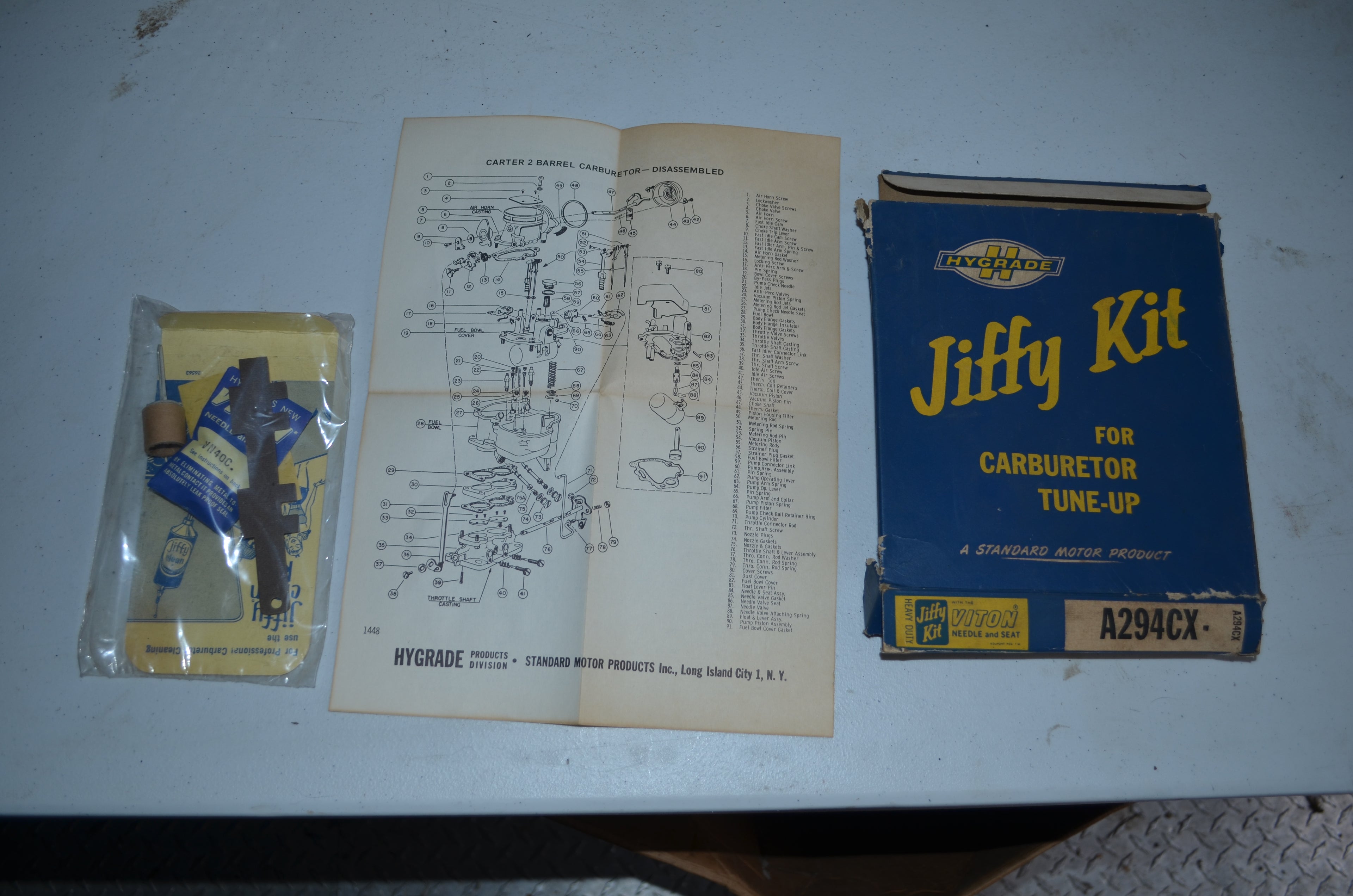 Carter Carburetor, 2 Barrel Vintage Rebuild Jiffy Kit NOS Part A294CX