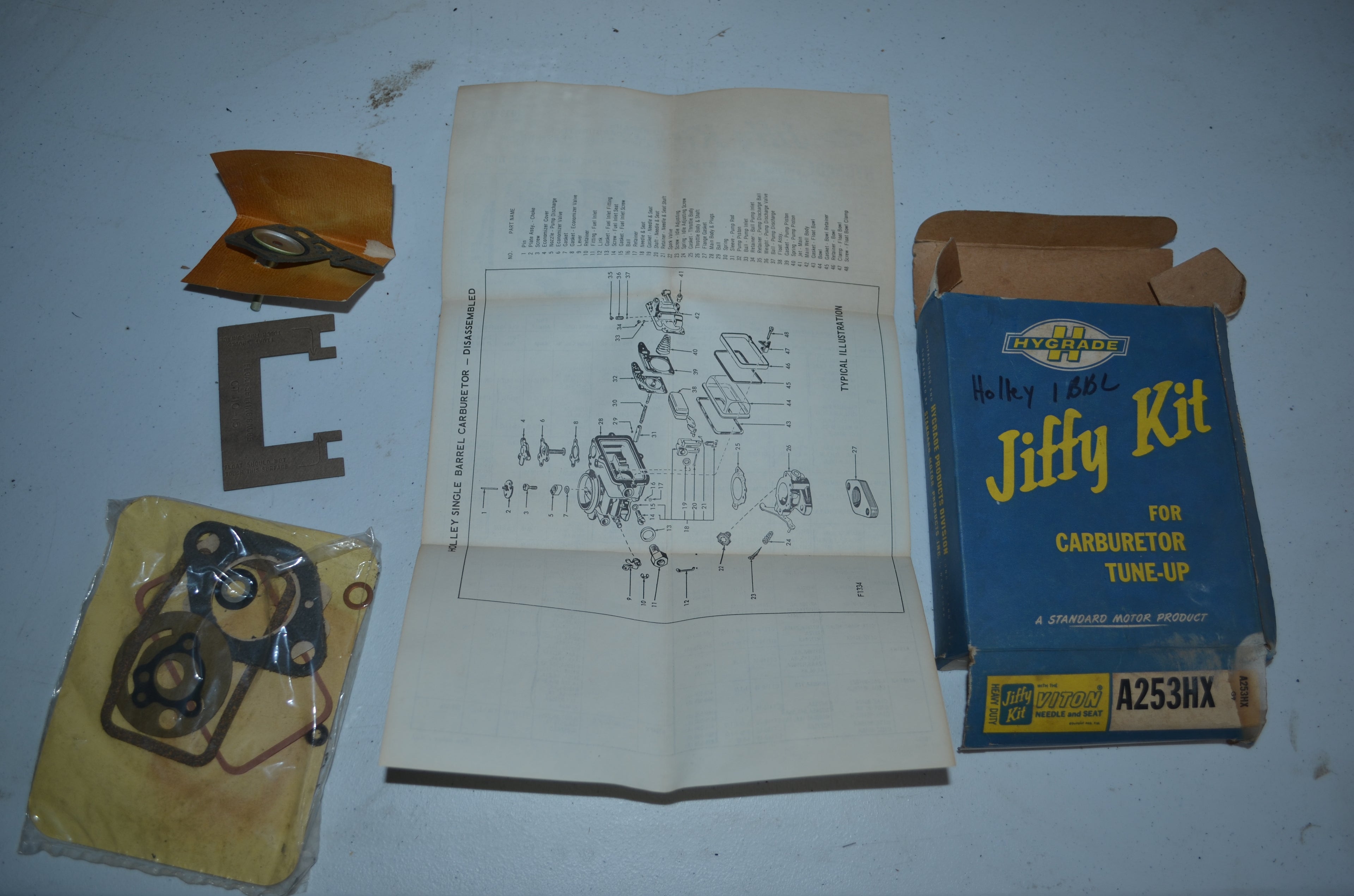 Hygrade Heavy Duty Holley Carburetors 1 BBL Vintage Jiffy Carb Tune-Up Kit NOS Part A253HX