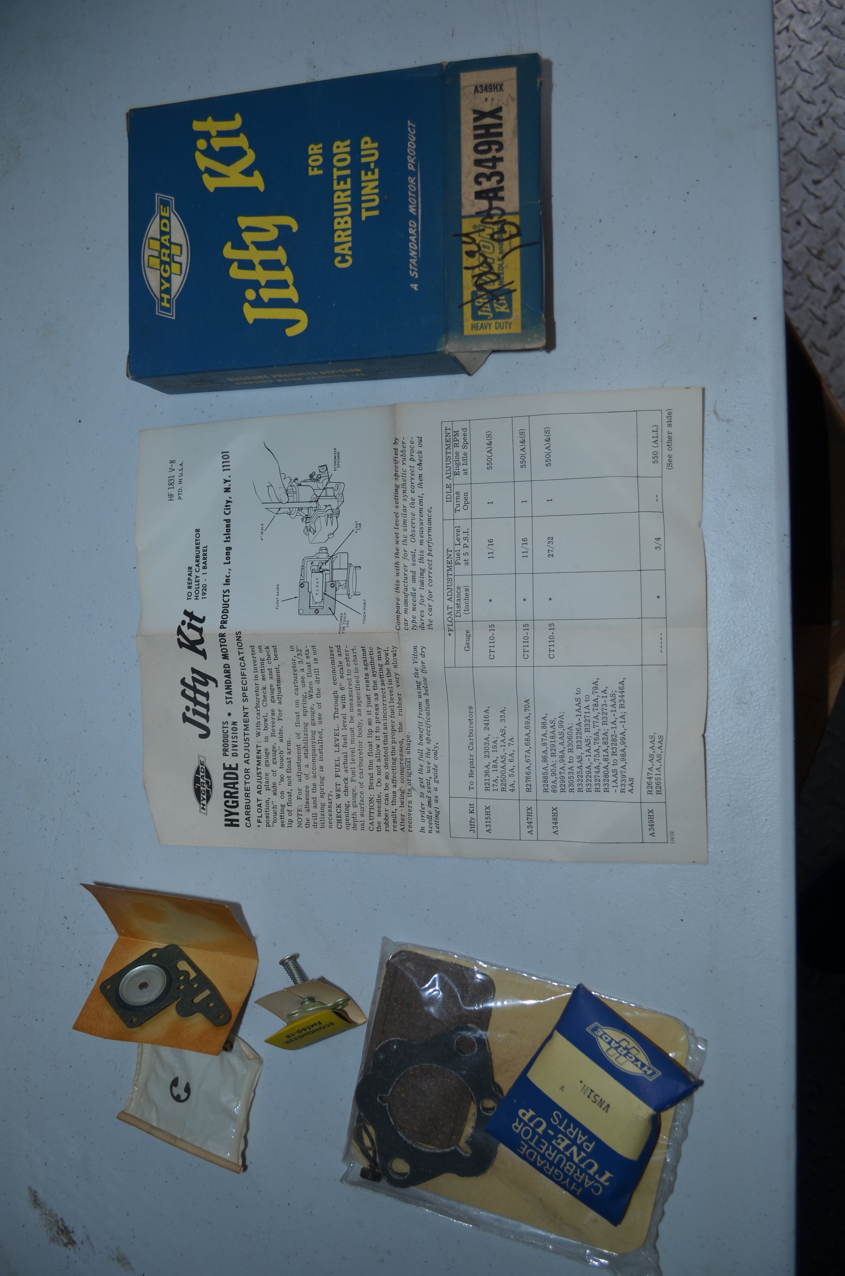 Hygrade Heavy Duty Rochester Carburetors Vntage Jiffy 4 Barrel Tune-Up Kit NOS Part A381RX