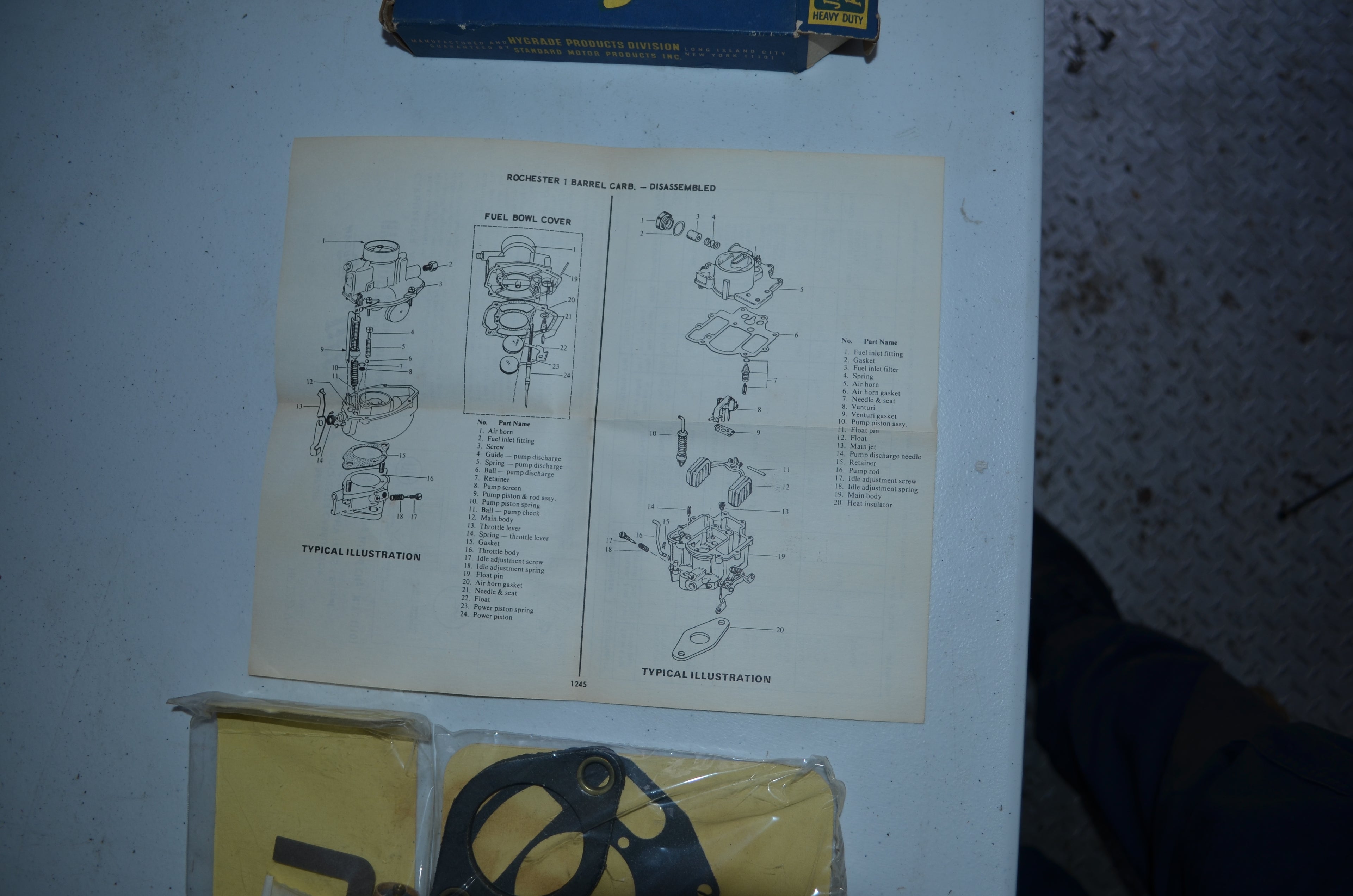 Hygrade Heavy Duty Rochester Carburetors Vintage Jiffy 1 Barrel Tune-Up Kit NOS Part A395RAX