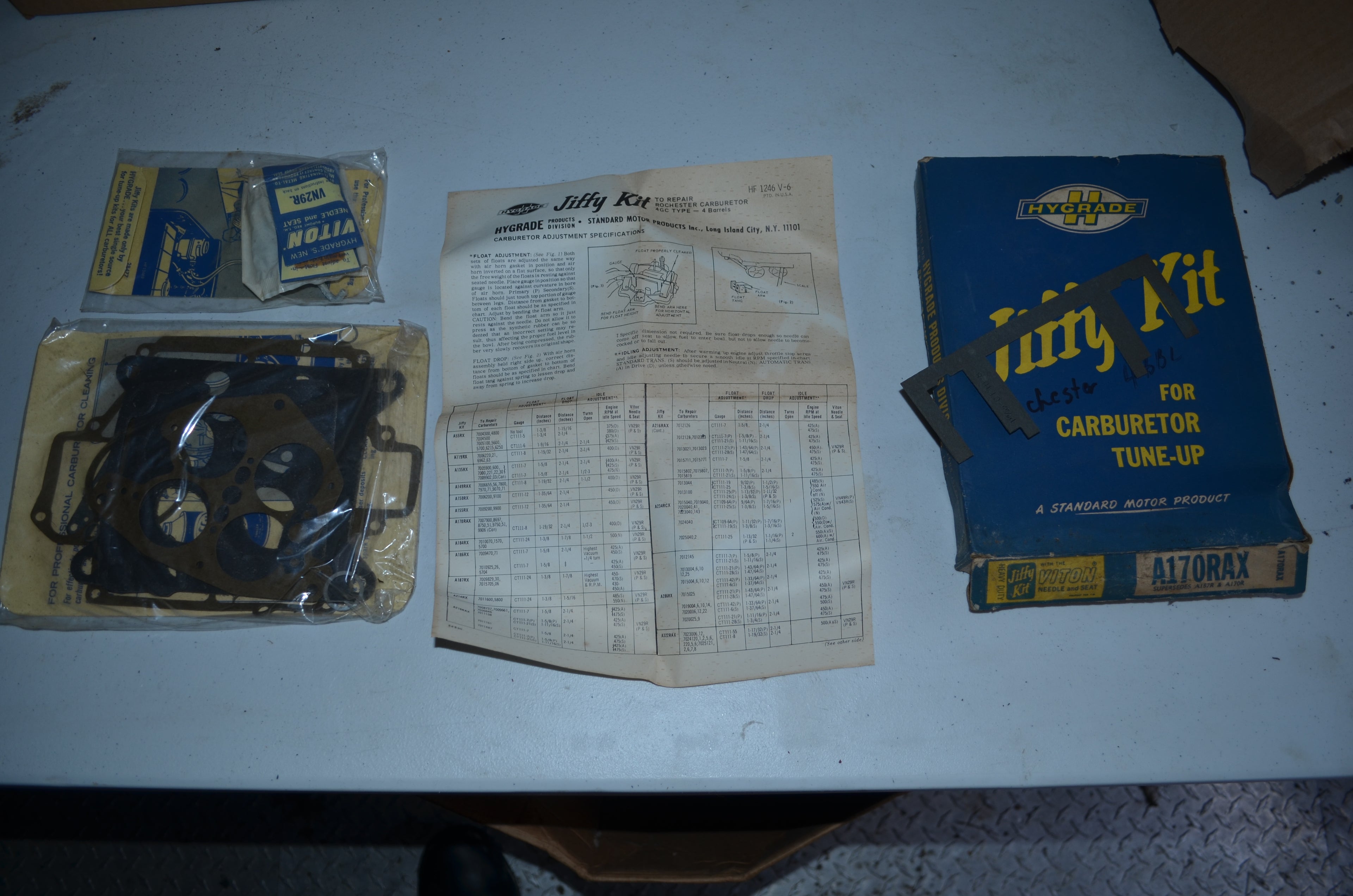 Hygrade Heavy Duty Rochester Carburetors Vintage Jiffy 4 Barrel Tune-Up Kit NOS Part A170RAX
