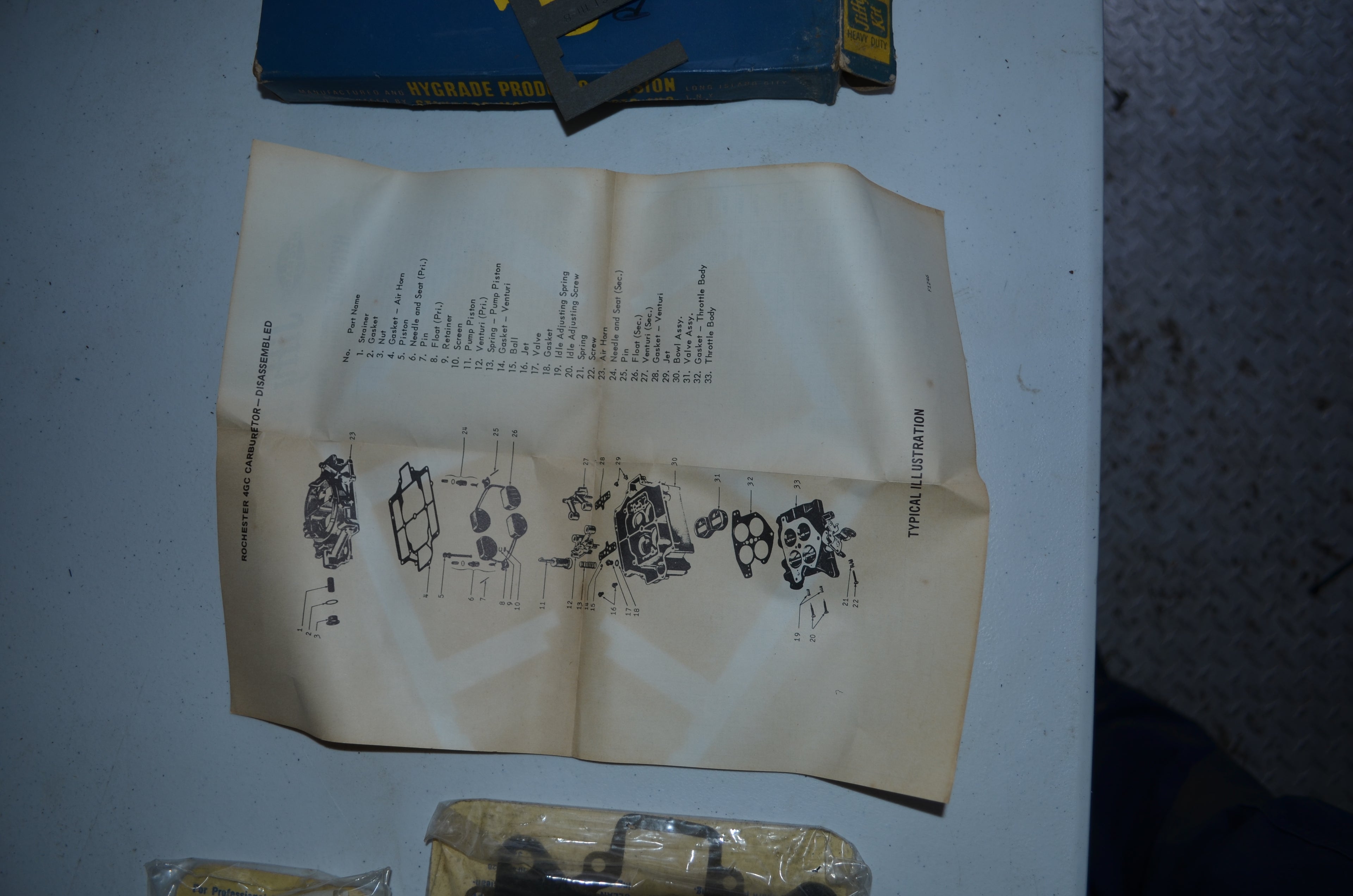 Hygrade Heavy Duty Rochester Carburetors Vintage Jiffy 4 Barrel Tune-Up Kit NOS Part A170RAX